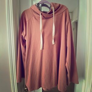 Pink/leopard sweatshirt with leopard elbow patches